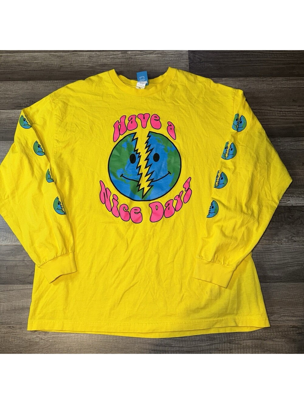 Teenage Yellow “Have a Nice Day” Graphic Long Sleeve Shirt Men’s X-large